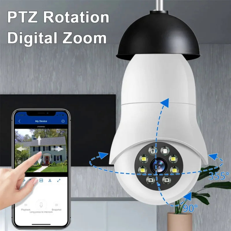 Lightbulb Security Camera Outdoor Wifi Video Surveillance 1080P Camera Home Security Monitor Full Color Night Visi Camera