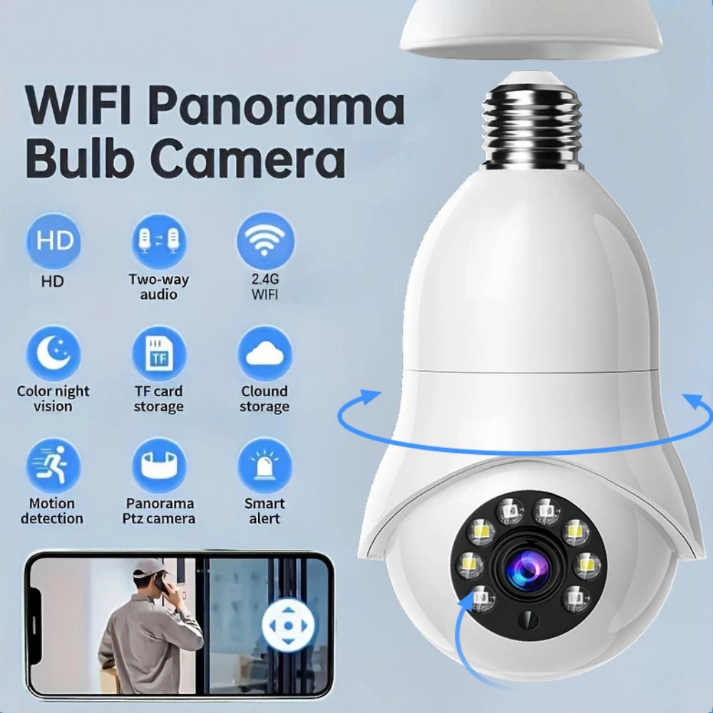 Lightbulb Security Camera Outdoor Wifi Video Surveillance 1080P Camera Home Security Monitor Full Color Night Visi Camera