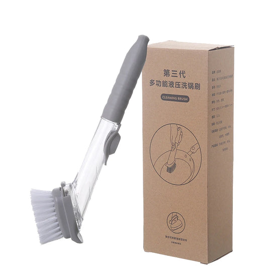 Kitchen Cleaning Brush 2 in 1 Long Handle Cleaing Brush with Removable Brush Sponge Dispenser Dishwashing Brush Kitchen Tools